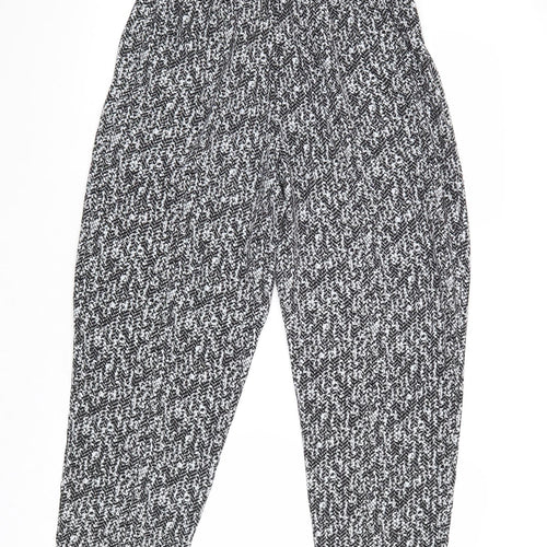 Classic Womens Black Geometric Polyester Trousers Size 12 Regular
