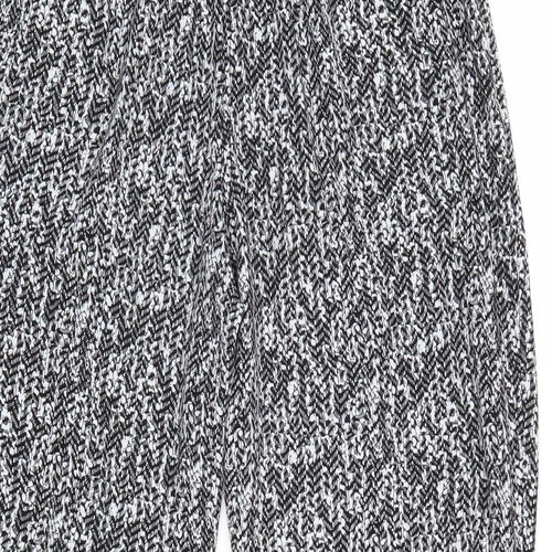 Classic Womens Black Geometric Polyester Trousers Size 12 Regular