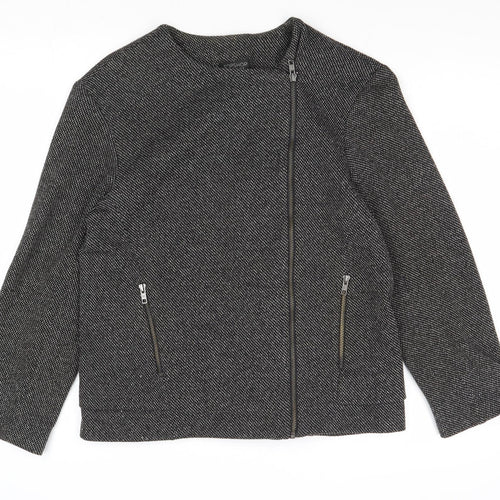 Topshop Womens Black Geometric Biker Jacket Size 10 Zip