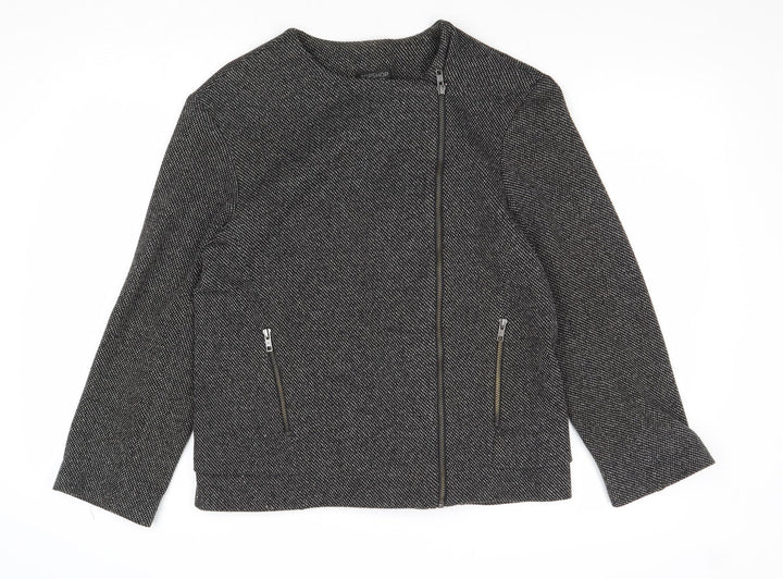 Topshop Womens Black Geometric Biker Jacket Size 10 Zip