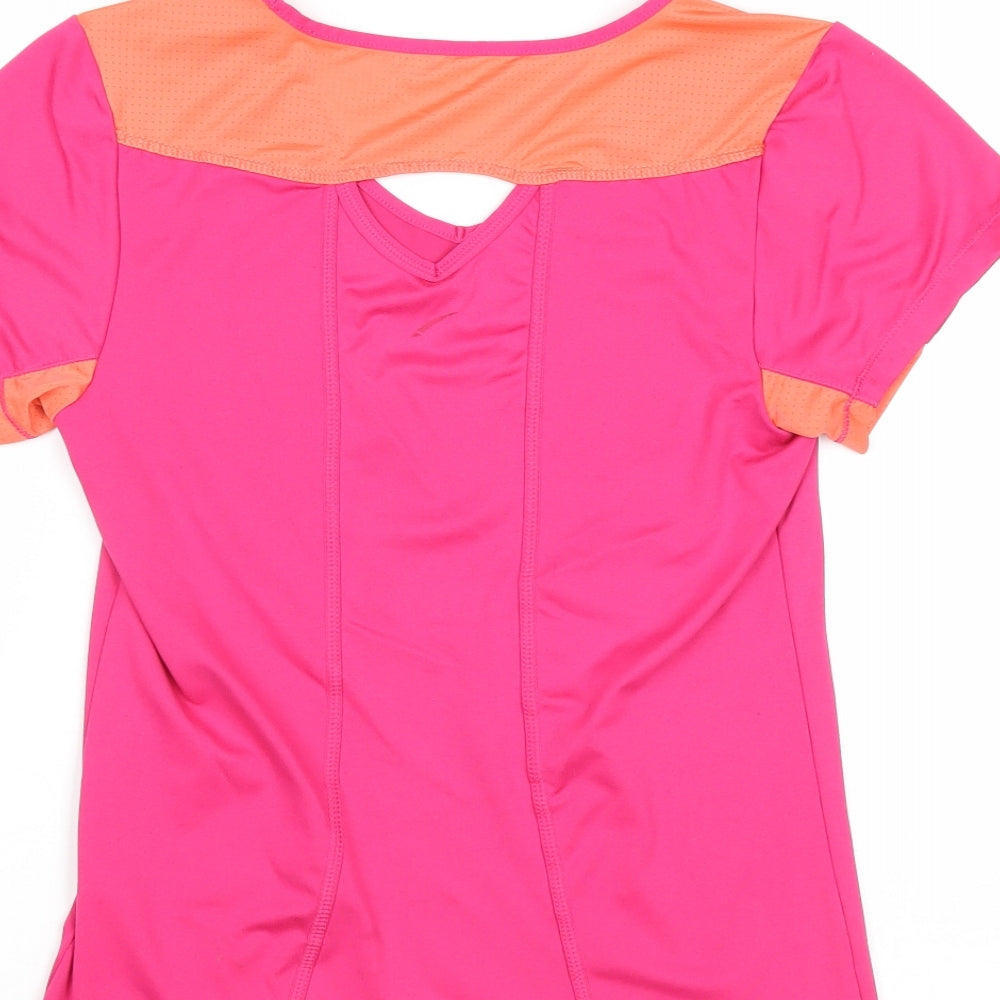 LA Gear Womens Pink Polyester Pullover T-Shirt Size 12 V-Neck Pullover