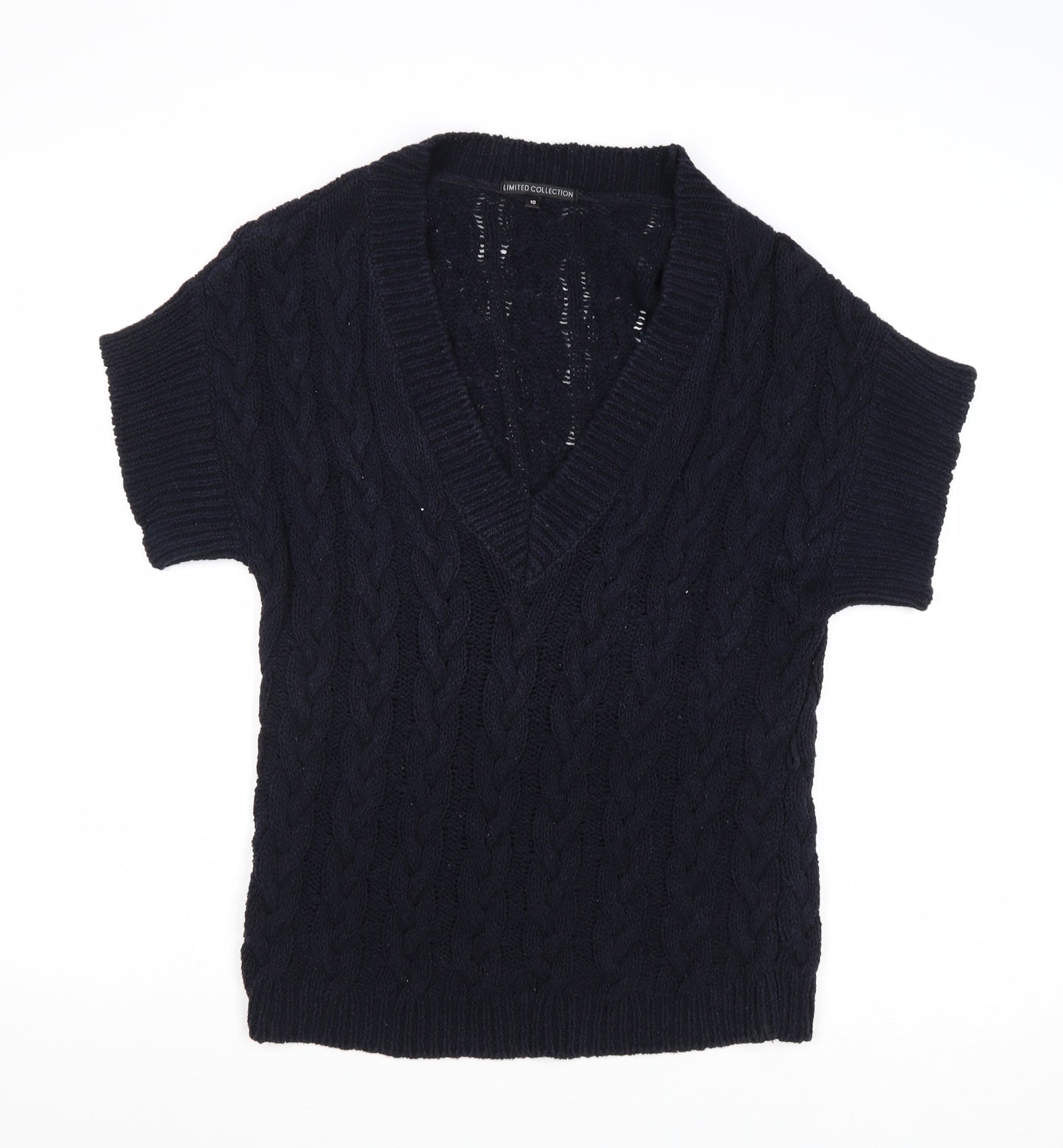 Marks and Spencer Womens Blue V-Neck Cotton Pullover Jumper Size 10