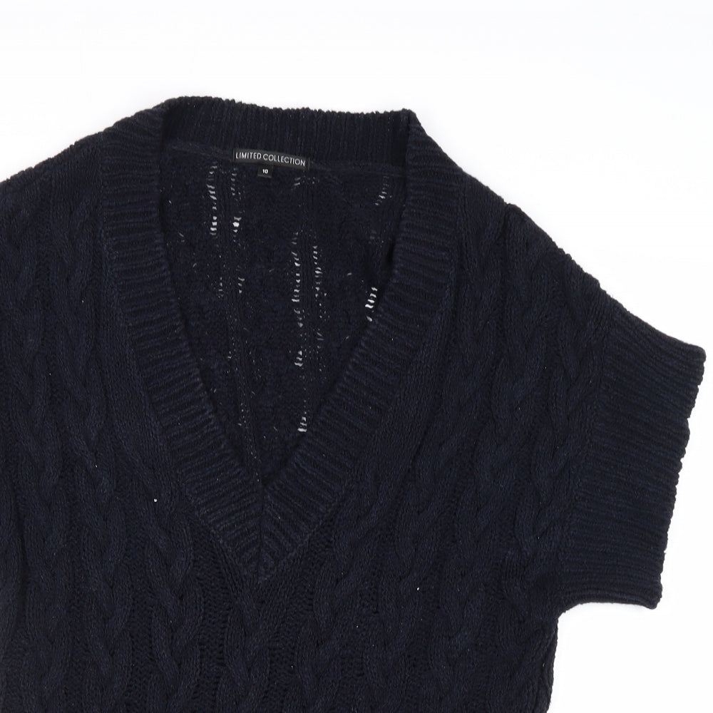 Marks and Spencer Womens Blue V-Neck Cotton Pullover Jumper Size 10