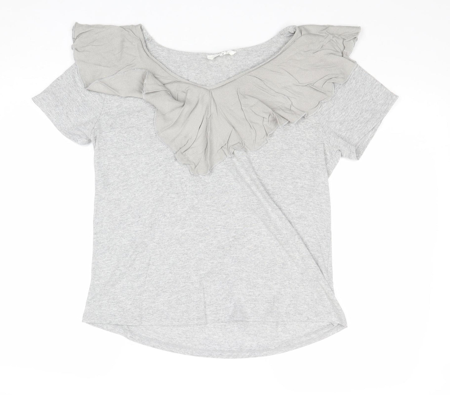 Nine Savannah Miller Womens Grey Cotton Basic T-Shirt Size 14 Round Neck