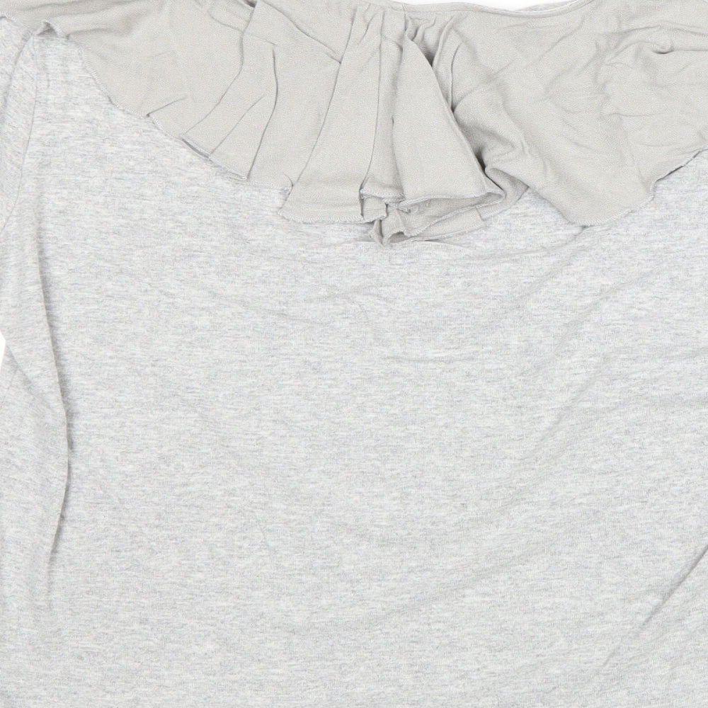 Nine Savannah Miller Womens Grey Cotton Basic T-Shirt Size 14 Round Neck