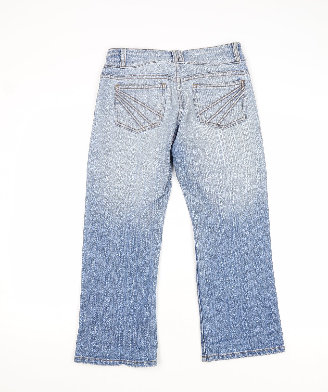 New Look Womens Blue Cotton Cropped Jeans Size 8 Regular Zip