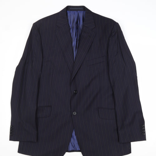 Marks and Spencer Mens Blue Striped Wool Jacket Suit Jacket Size 42 Regular