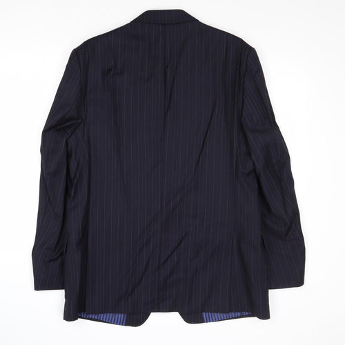 Marks and Spencer Mens Blue Striped Wool Jacket Suit Jacket Size 42 Regular