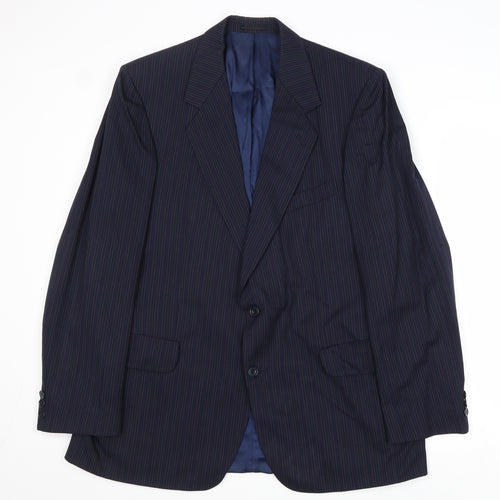Charles Hobson Mens Blue Striped Wool Jacket Suit Jacket Size 40 Regular