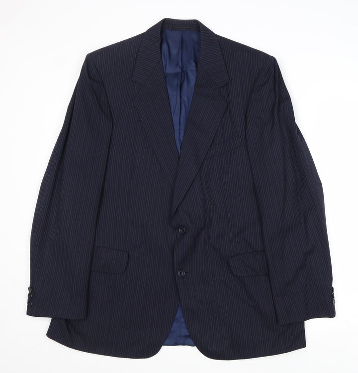 Charles Hobson Mens Blue Striped Wool Jacket Suit Jacket Size 40 Regular