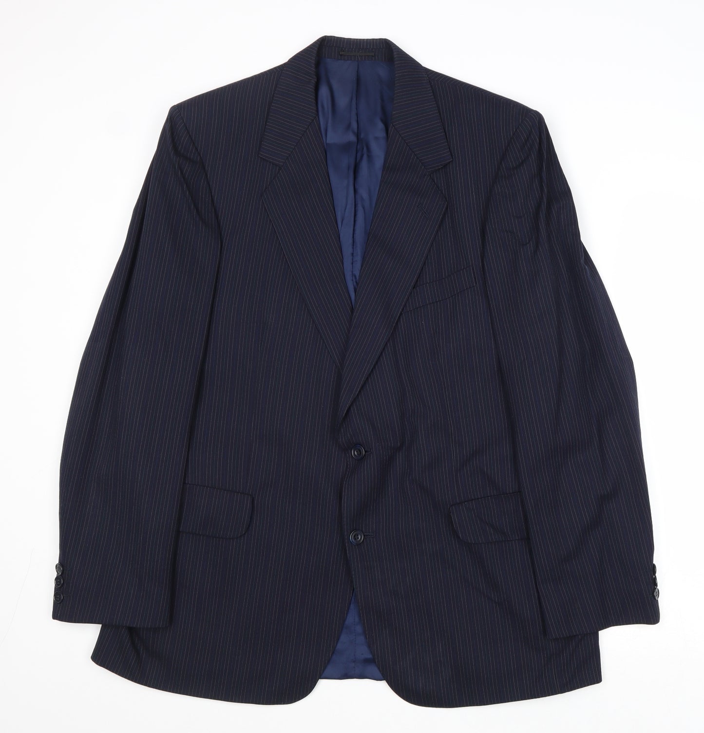 Charles Hobson Mens Blue Striped Wool Jacket Suit Jacket Size 40 Regular