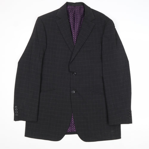 Marks and Spencer Mens Grey Striped Polyacrylate Fibre Jacket Suit Jacket Size 40 Regular