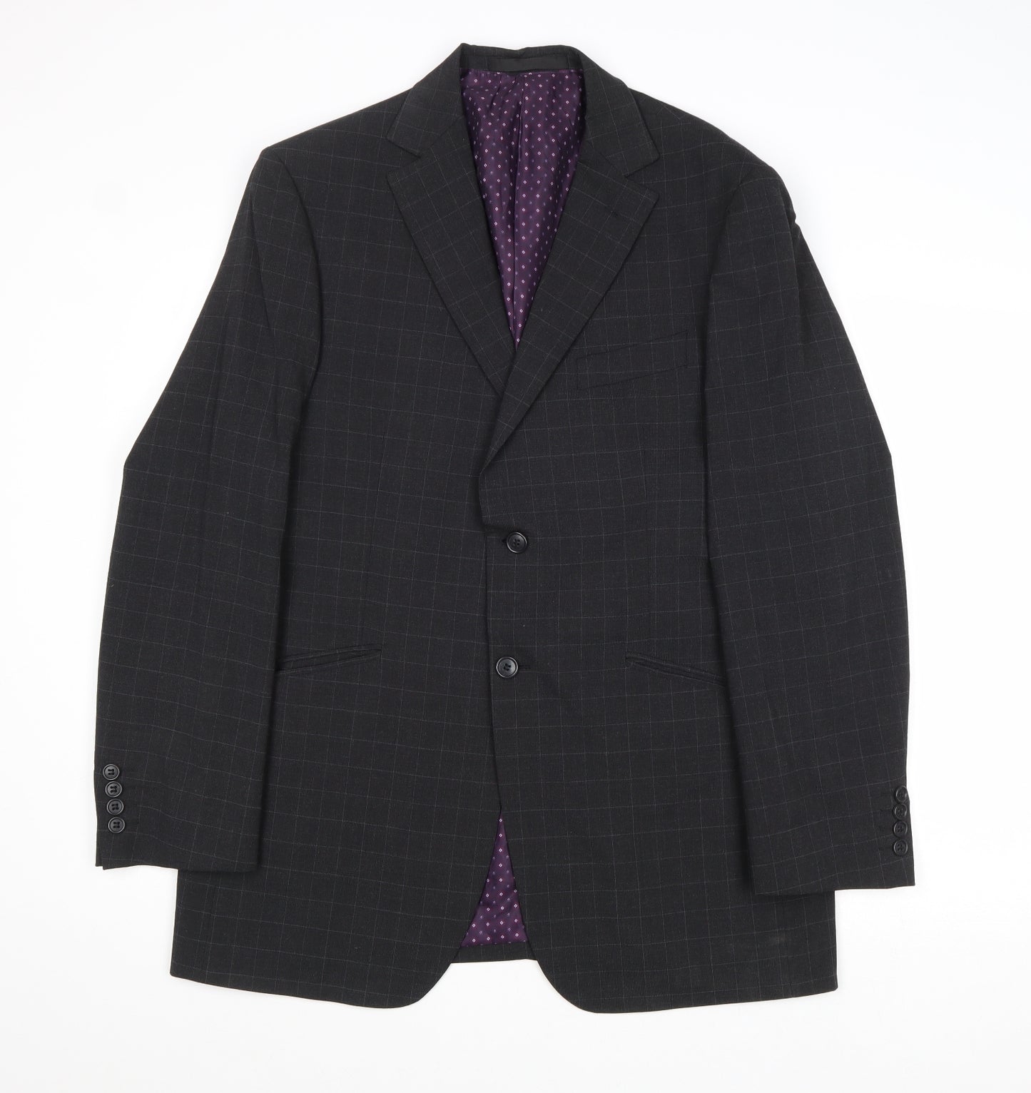 Marks and Spencer Mens Grey Striped Polyacrylate Fibre Jacket Suit Jacket Size 40 Regular