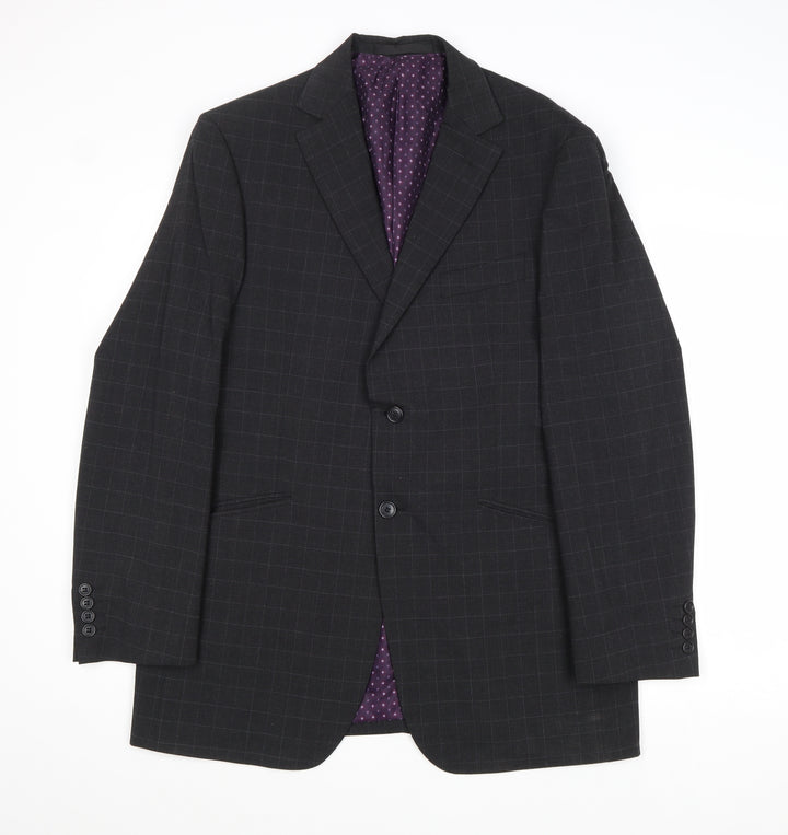 Marks and Spencer Mens Grey Striped Polyacrylate Fibre Jacket Suit Jacket Size 40 Regular