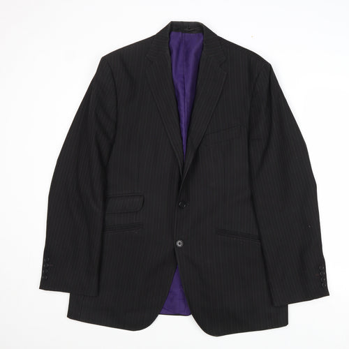 Impressions Mens Black Striped Wool Jacket Suit Jacket Size 40 Regular