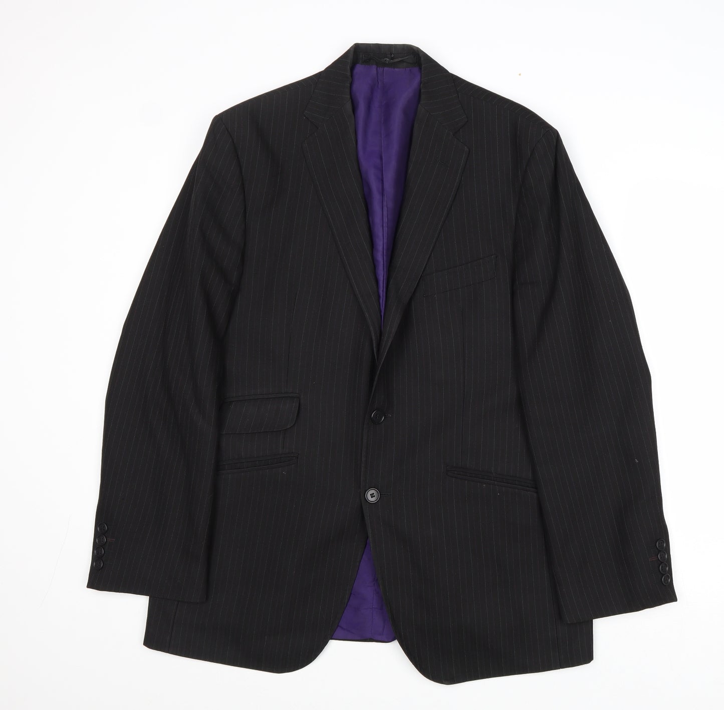 Impressions Mens Black Striped Wool Jacket Suit Jacket Size 40 Regular