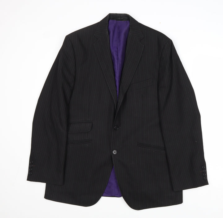 Impressions Mens Black Striped Wool Jacket Suit Jacket Size 40 Regular