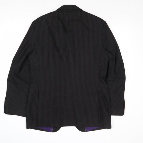 Impressions Mens Black Striped Wool Jacket Suit Jacket Size 40 Regular