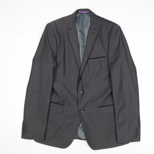 Burton Mens Grey Polyester Jacket Suit Jacket Size 40 Regular
