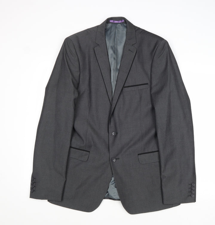 Burton Mens Grey Polyester Jacket Suit Jacket Size 40 Regular