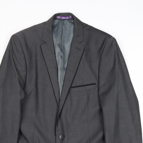Burton Mens Grey Polyester Jacket Suit Jacket Size 40 Regular
