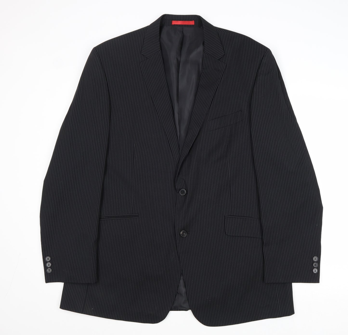 Burton Mens Black Striped Polyester Jacket Suit Jacket Size 44 Regular