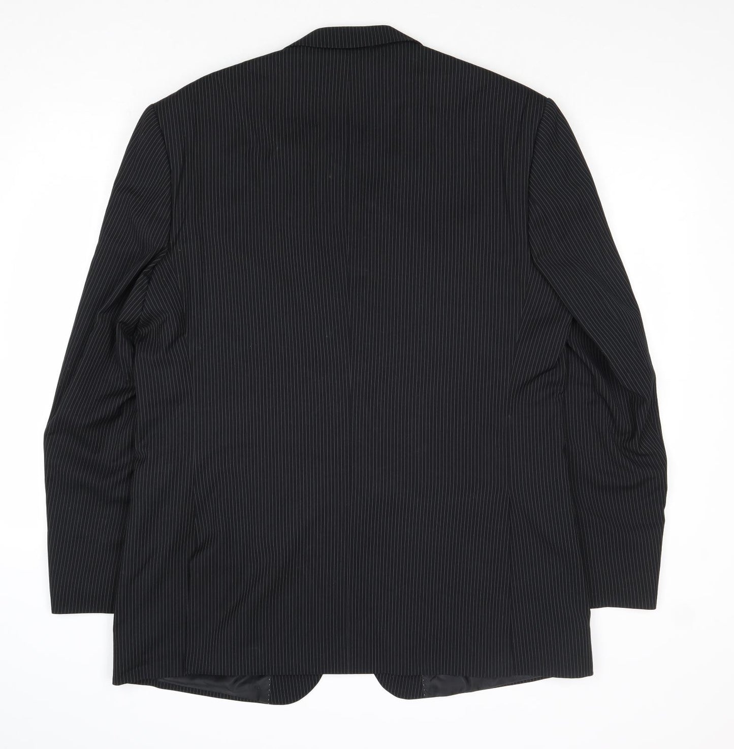 Burton Mens Black Striped Polyester Jacket Suit Jacket Size 44 Regular