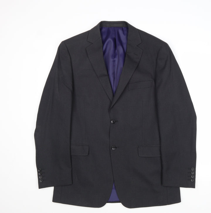 Marks and Spencer Mens Grey Striped Polyester Jacket Suit Jacket Size 40 Regular