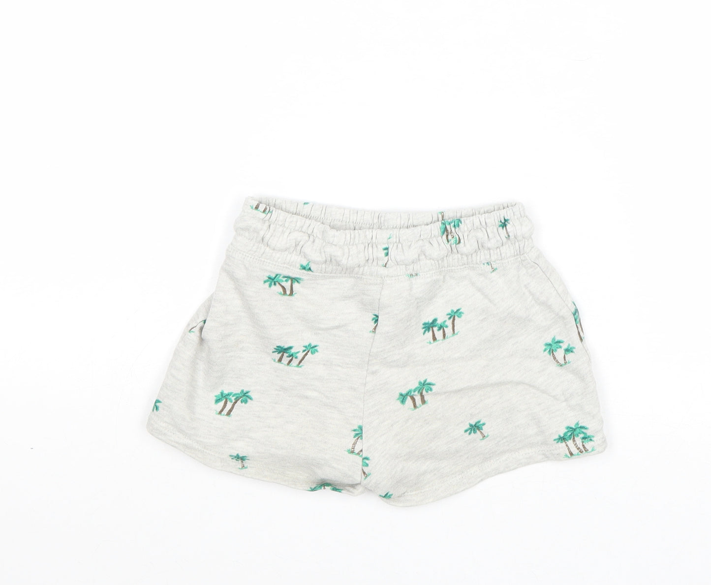 NEXT Girls Grey Geometric Cotton Sweat Shorts Size 5 Years Regular - Waist 20, Palm Trees