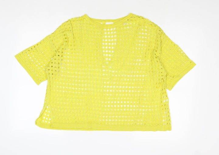 River Island Womens Yellow Round Neck Viscose Pullover Jumper Size XS