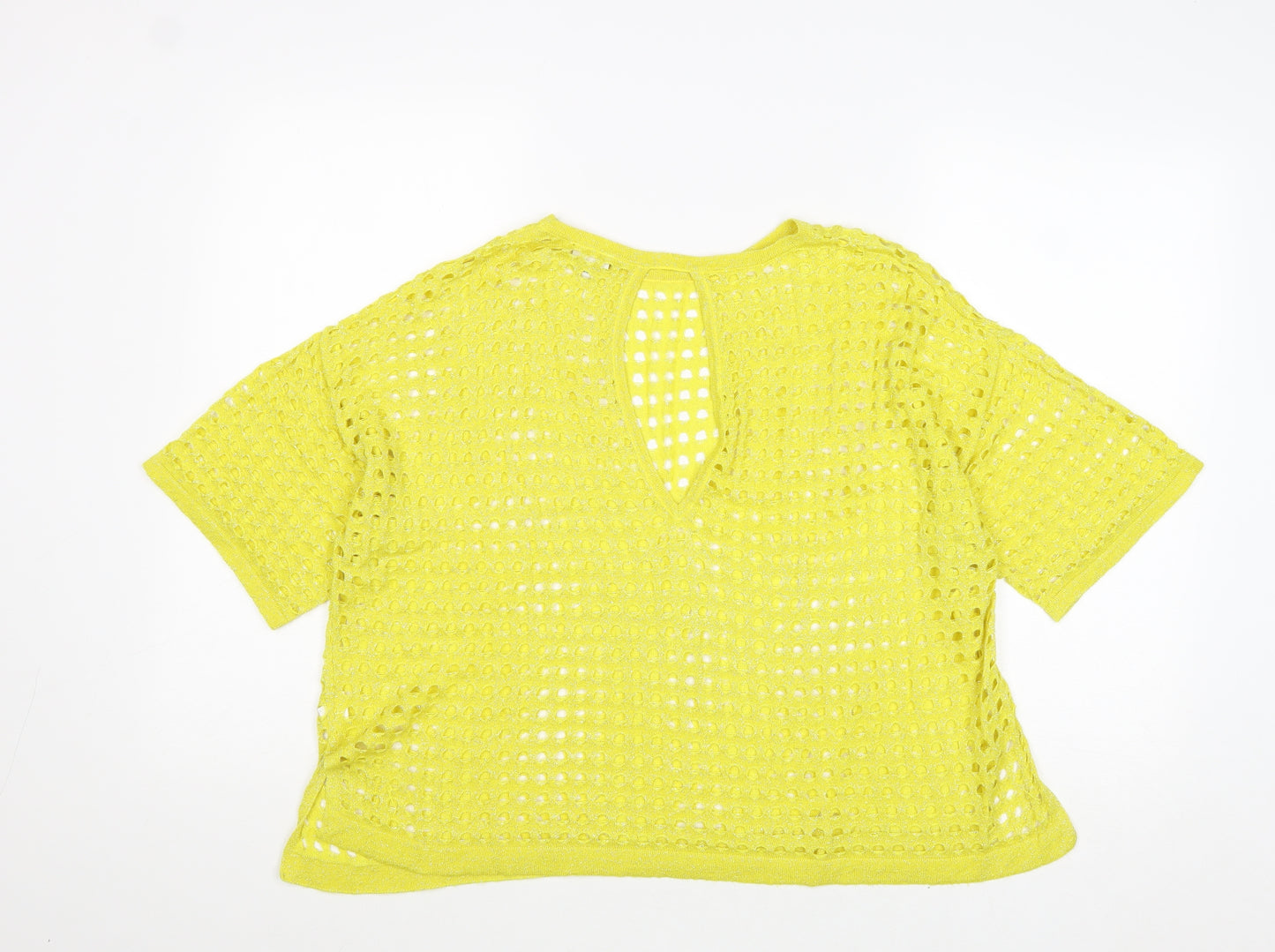 River Island Womens Yellow Round Neck Viscose Pullover Jumper Size XS