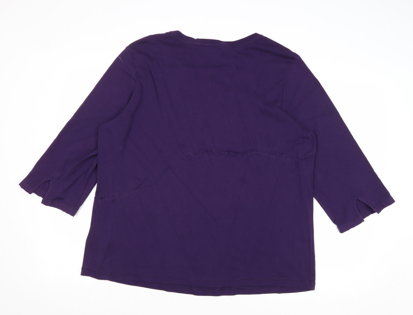 Maine Womens Purple Cotton Basic Blouse Size 22 Round Neck