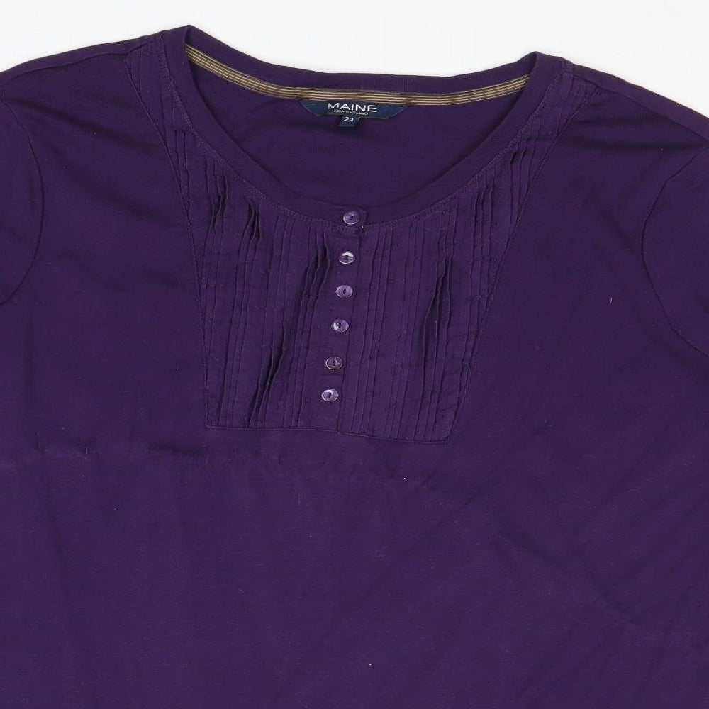 Maine Womens Purple Cotton Basic Blouse Size 22 Round Neck