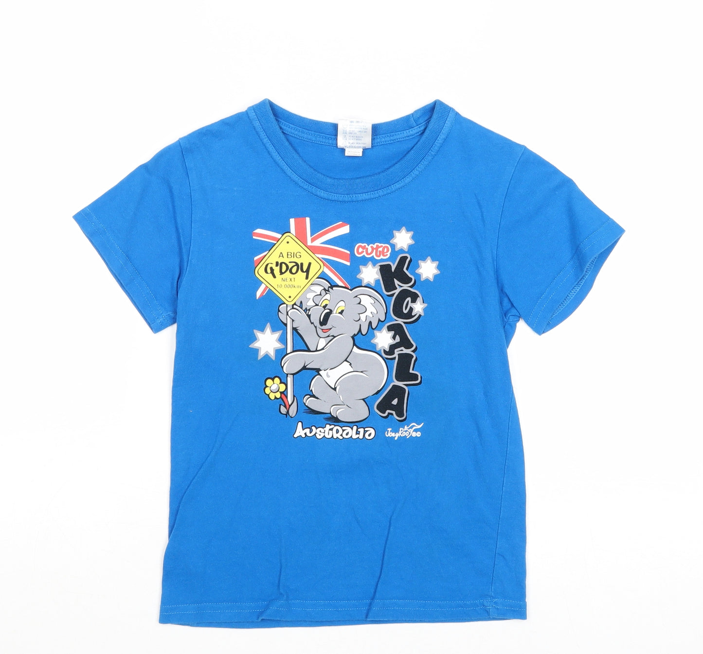 Joey Roo Boys Blue Cotton Pullover T-Shirt Size 8 Years Round Neck Pullover - Koala
