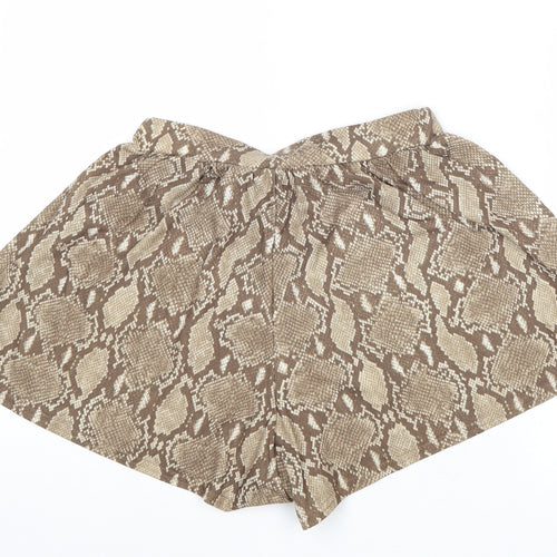 Boohoo Womens Brown Animal Print Polyester Basic Shorts Size 10 Regular Pull On - Snake Skin Print