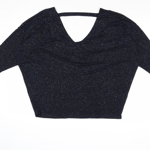 Dorothy Perkins Womens Blue Geometric Nylon Basic Blouse Size 16 V-Neck