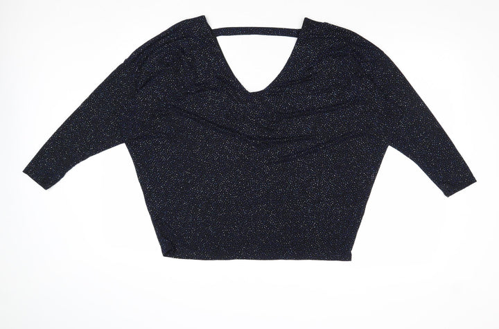 Dorothy Perkins Womens Blue Geometric Nylon Basic Blouse Size 16 V-Neck