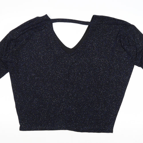 Dorothy Perkins Womens Blue Geometric Nylon Basic Blouse Size 16 V-Neck