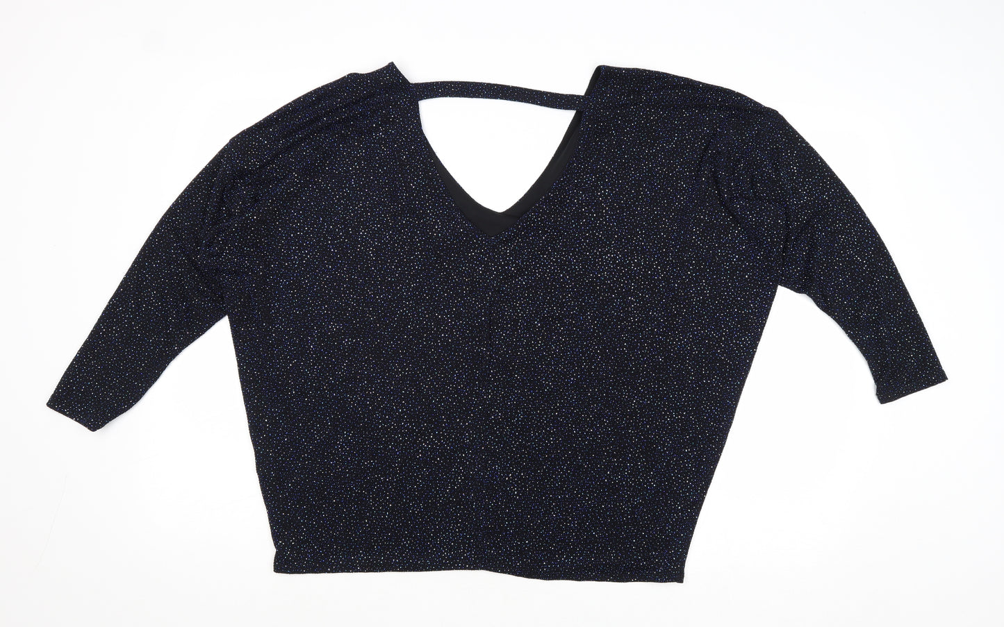 Dorothy Perkins Womens Blue Geometric Nylon Basic Blouse Size 16 V-Neck