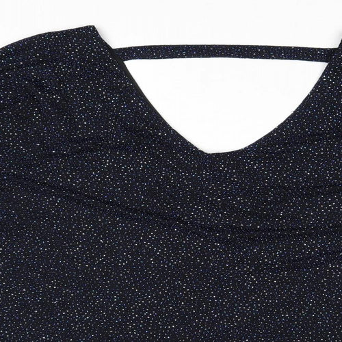 Dorothy Perkins Womens Blue Geometric Nylon Basic Blouse Size 16 V-Neck