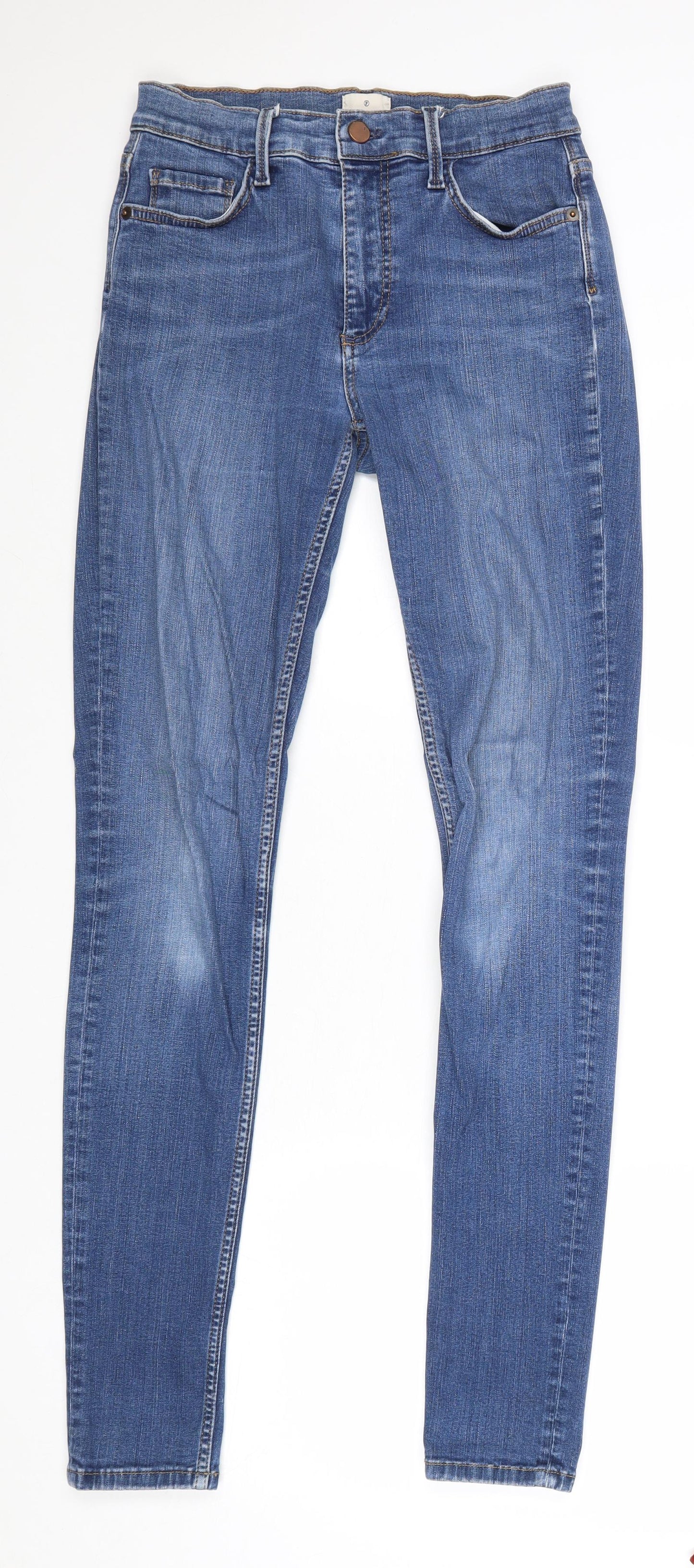 French Connection Womens Blue Cotton Skinny Jeans Size 10 Regular Zip