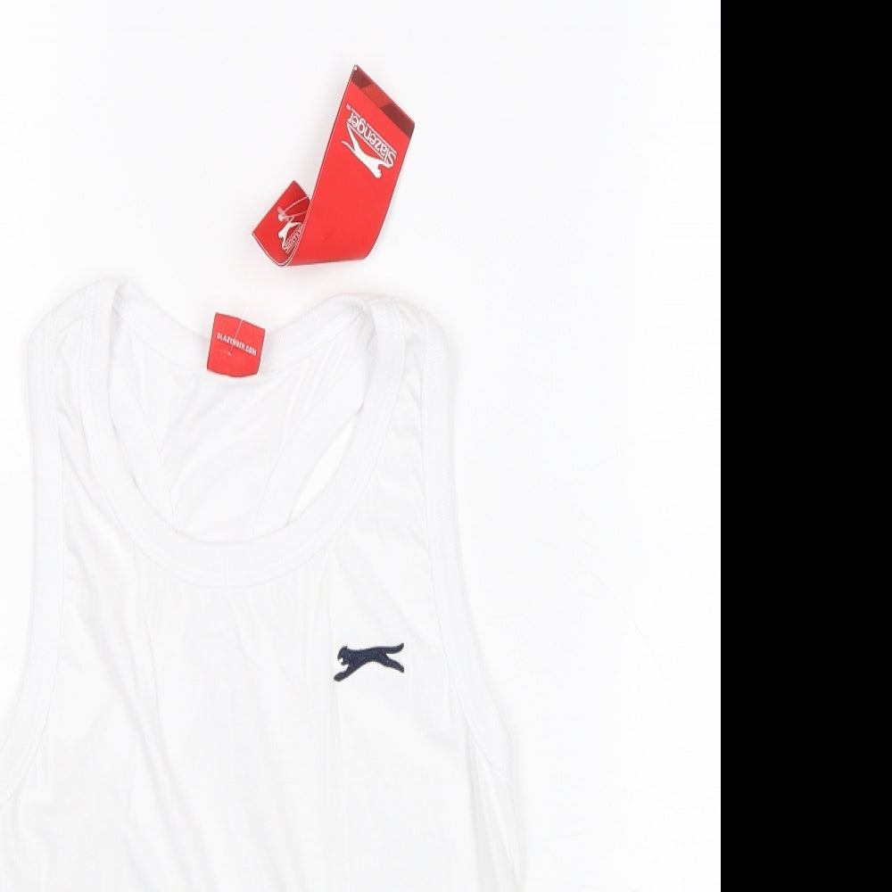 Slazenger Boys White Cotton Pullover Tank Size 7-8 Years Round Neck Pullover