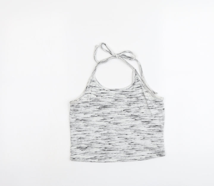 New Look Womens Grey Geometric Polyester Cropped Tank Size M Halter