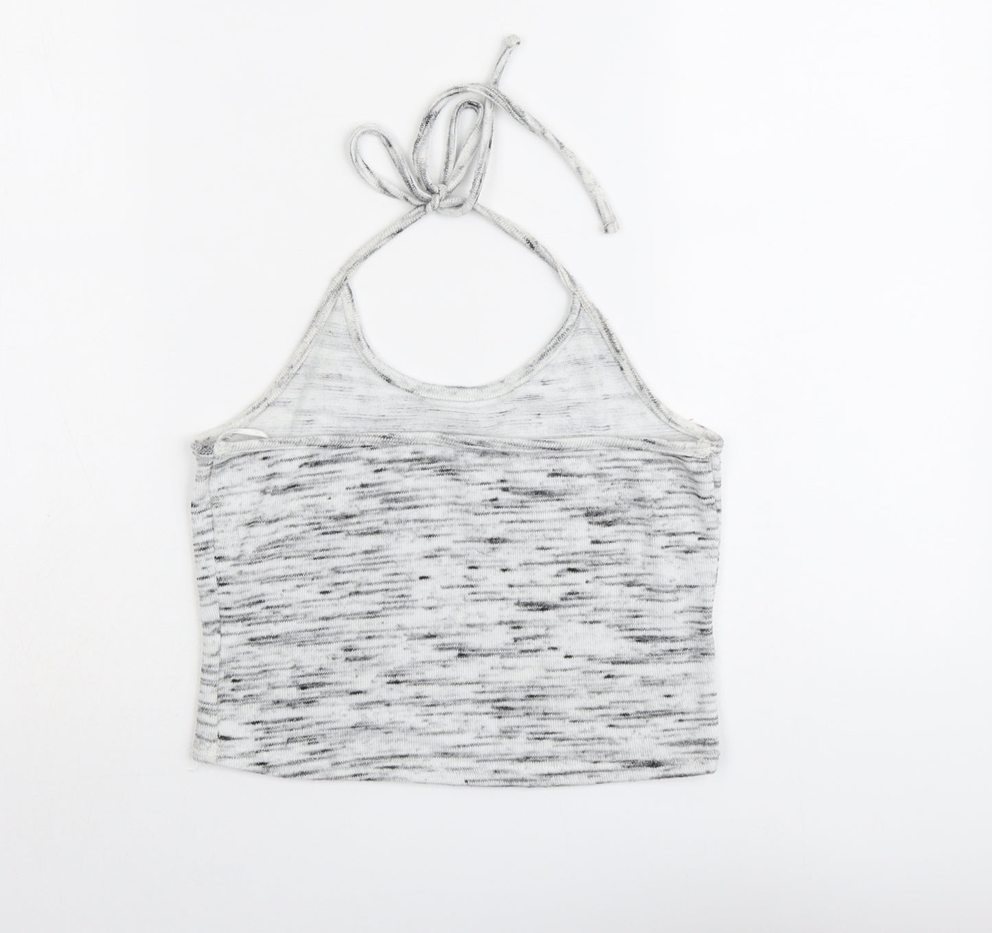 New Look Womens Grey Geometric Polyester Cropped Tank Size M Halter