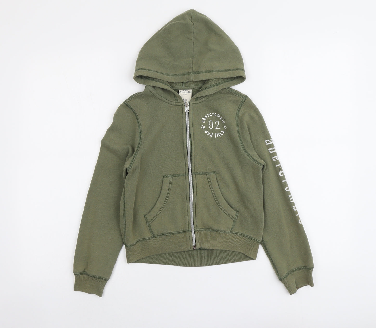 Abercrombie & Fitch Boys Green Cotton Full Zip Hoodie Size 8 Years Zip