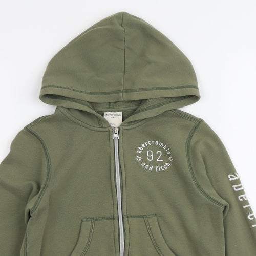 Abercrombie & Fitch Boys Green Cotton Full Zip Hoodie Size 8 Years Zip