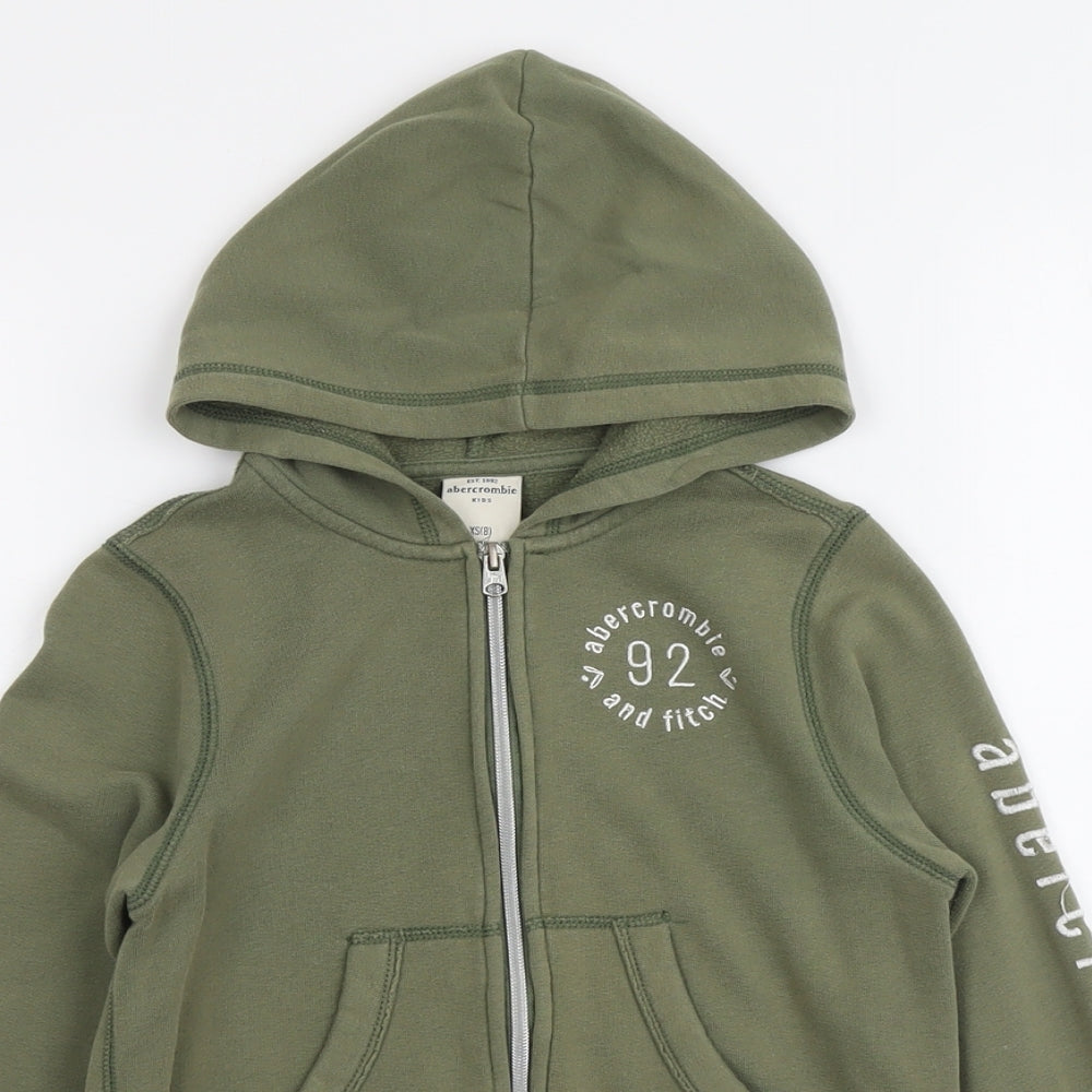 Abercrombie & Fitch Boys Green Cotton Full Zip Hoodie Size 8 Years Zip