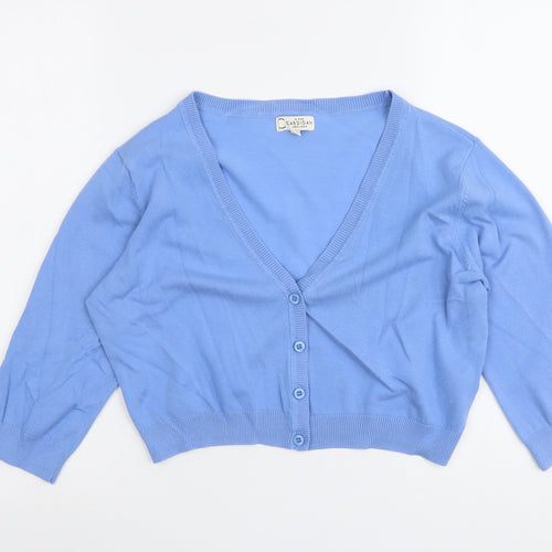 New Look Womens Blue V-Neck Cotton Cardigan Jumper Size 16