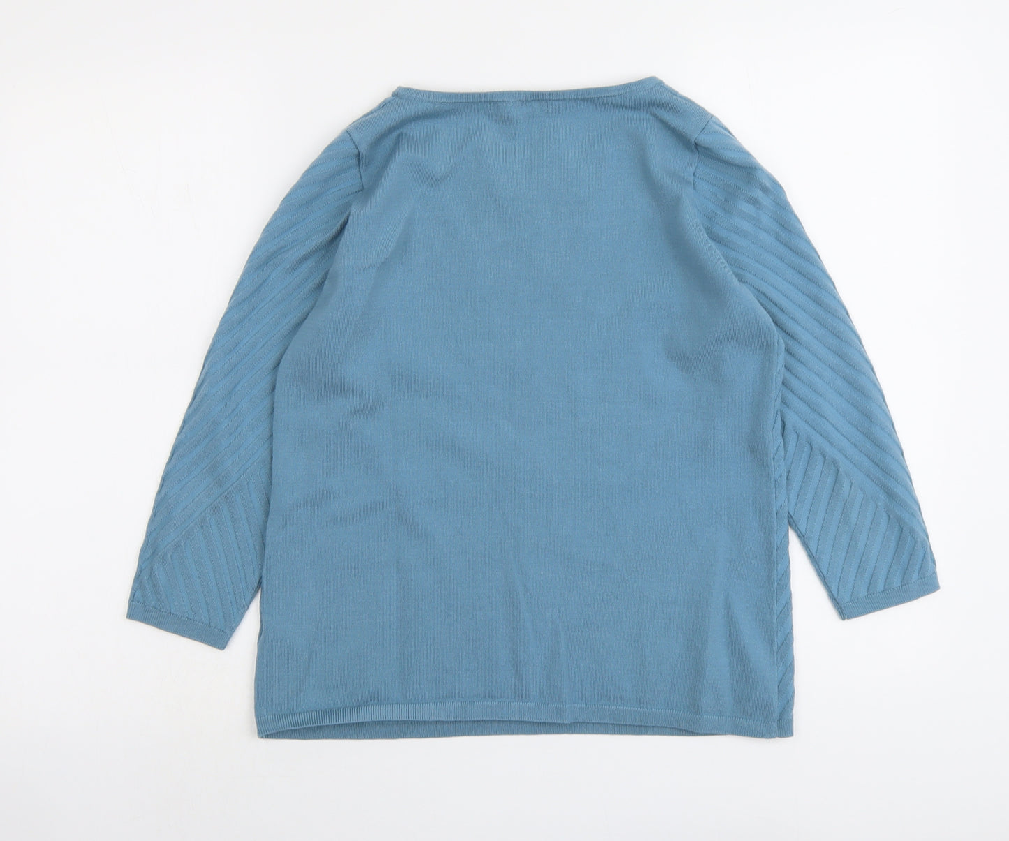 Bonmarché Womens Blue Round Neck Acrylic Pullover Jumper Size S