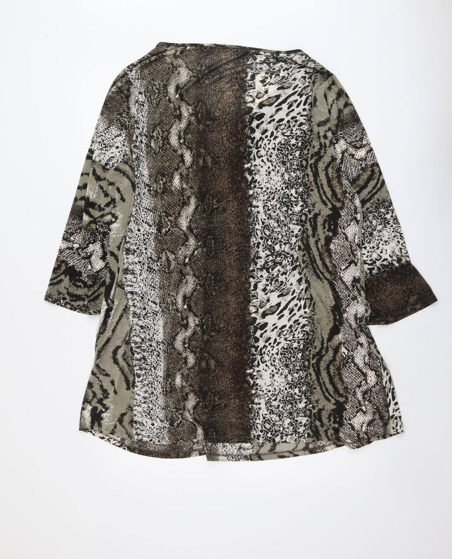 Tommy & Kate Womens Brown Geometric Polyester Basic Blouse Size L V-Neck